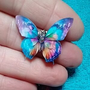 Cute colorful butterfly wire dangle earrings blue purple green orange